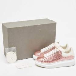 Pre Owned Alexander McQueen Metallic PVC and Leather Oversized Low Top Sneakers Size 38.5