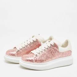 Pre Owned Alexander McQueen Metallic PVC and Leather Oversized Low Top Sneakers Size 38.5