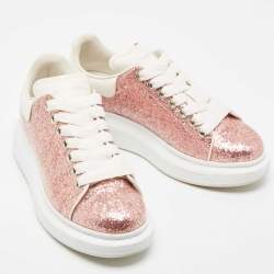 Pre Owned Alexander McQueen Metallic PVC and Leather Oversized Low Top Sneakers Size 38.5