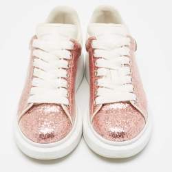Pre Owned Alexander McQueen Metallic PVC and Leather Oversized Low Top Sneakers Size 38.5