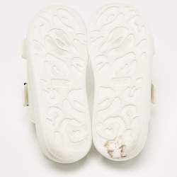 Pre Owned Alexander McQueen White Rubber Birke Buckle Slide Flats Size 38.5 