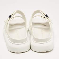 Pre Owned Alexander McQueen White Rubber Birke Buckle Slide Flats Size 38.5 