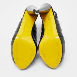 Alexander McQueen Black Patent and Leather Peep Toe Boots Size 38