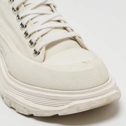 Alexander Mcqueen White Canvas and Rubber Tread Slick Sneakers Size 38.5 