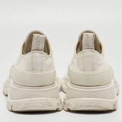 Alexander Mcqueen White Canvas and Rubber Tread Slick Sneakers Size 38.5 