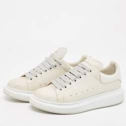 Alexander McQueen White Glitter and Leather Oversized Sneakers Size  41