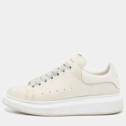 Alexander McQueen White Glitter and Leather Oversized Sneakers Size  41