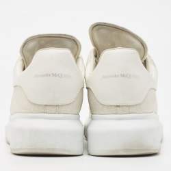 Alexander McQueen White Glitter and Leather Oversized Sneakers Size  41