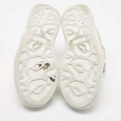 Alexander McQueen White Glitter and Leather Oversized Sneakers Size  41