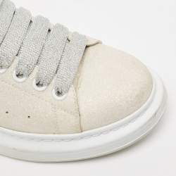 Alexander McQueen White Glitter and Leather Oversized Sneakers Size  41