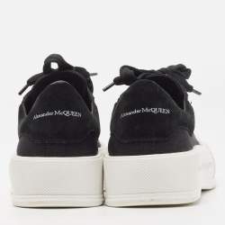 Pre Owned Alexander McQueen Black/White Canvas Deck Lace Up Plimsoll Sneakers Size 39