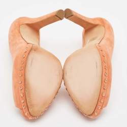 Pre Owned Alexander McQueen Orange Suede Skull Pumps Size 41