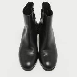 Pre Owned Alexander McQueen Black Leather Skull Ankle Boots Size 38