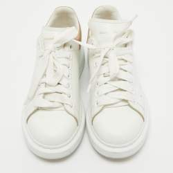 Alexander McQueen White/Gold Leather Oversized Sneakers Size 36