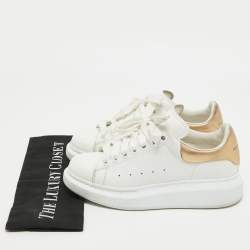 Alexander McQueen White/Gold Leather Oversized Sneakers Size 36