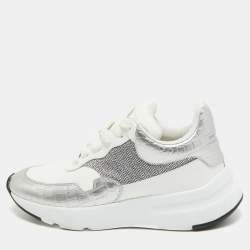 Alexander mcqueen white & silver glitter oversized on sale sneakers