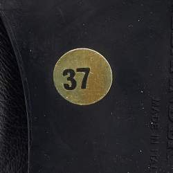 Pre Owned Alexander McQueen Black Leather Metal Bar Studded Biker Ankle Boots Size 37