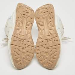 Pre Owned Alexander McQueen White/Holographic Leather Oversized Runner Sneakers Size 39.5