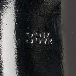 Pre Owned Alexander McQueen Black Leather Faithful Skull Peep Toe Ankle Boots Size 38.5