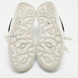 Pre Owned Alexander McQueen White/Black Leather Oversized Sneakers Size 38