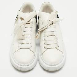 Pre Owned Alexander McQueen White/Black Leather Oversized Sneakers Size 38