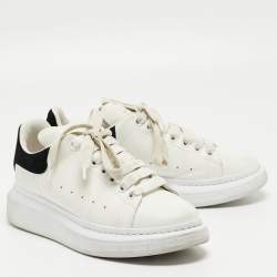 Pre Owned Alexander McQueen White/Black Leather Oversized Sneakers Size 38