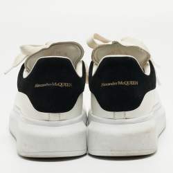 Pre Owned Alexander McQueen White/Black Leather Oversized Sneakers Size 38