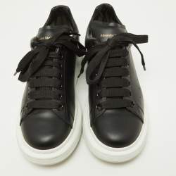 Pre Owned Alexander McQueen Black Leather Oversized Sneakers Size 37