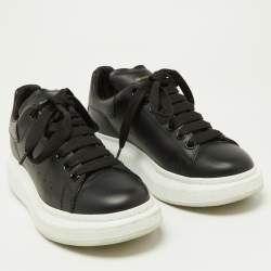 Pre Owned Alexander McQueen Black Leather Oversized Sneakers Size 37
