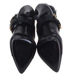 Pre Owned Alexander Mcqueen Black Leather and Suede Buckle Detail Ankle Boots Size 38