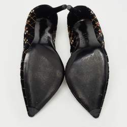 Pre Owned Alexander McQueen Black Velvet Embellished Pointed Toe Pumps Size 38.5