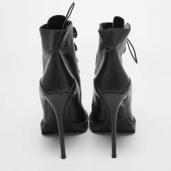 Alexander McQueen Black Leather Lace Up Platform Ankle Boots Size 40