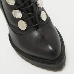 Alexander McQueen Black Leather Lace Up Platform Ankle Boots Size 40