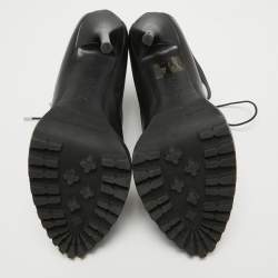Alexander McQueen Black Leather Lace Up Platform Ankle Boots Size 40