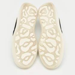 Pre Owned Alexander McQueen Black Floral Brocade Fabric Slip On Sneakers Size 40