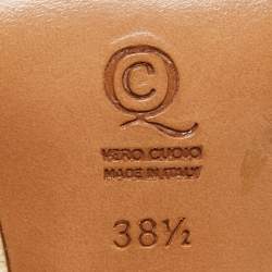 Pre Owned Alexander McQueen Beige Leather and Canvas Lace Up Loafers Pumps Size 38.5