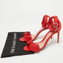 Alexander McQueen Red Suede and Leather Bow Ankle Strap Sandals Size 40