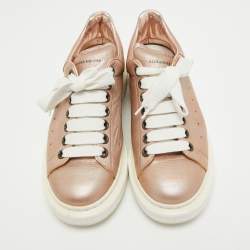 Pre Owned Alexander McQueen Pink Leather Oversized Sneakers Size 39