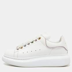 Pre Owned Alexander McQueen White Leather And Suede Oversized Sneakers Size 37.5