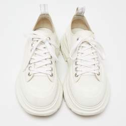 Pre Owned Alexander McQueen White Canvas and Rubber Tread Slick Lace Up Sneakers 39
