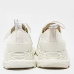 Pre Owned Alexander McQueen White Canvas and Rubber Tread Slick Lace Up Sneakers 39