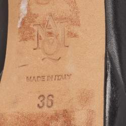 Pre Owned Alexander McQueen Black Leather Horn Heel Platform Pumps Size 36