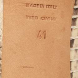 Pre Owned Alexander McQueen Beige/Brown Watersnake and Karung Round Toe Pumps Size 41