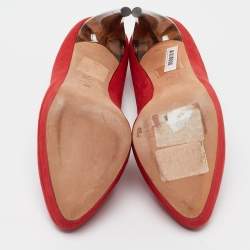 Pre Owned Alexander McQueen Red Suede Horn Heel Pumps Size 36