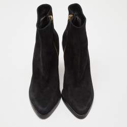 Pre Owned حذاء بوت كاحل أليكساندر ماكوين نعل روكي تفاصيل سحاب حلوزني سويدي أزرق انديغو مقاس 38.5