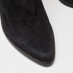 Pre Owned حذاء بوت كاحل أليكساندر ماكوين نعل روكي تفاصيل سحاب حلوزني سويدي أزرق انديغو مقاس 38.5