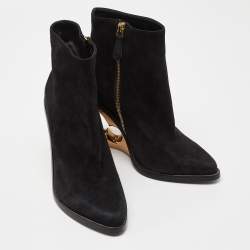 Pre Owned حذاء بوت كاحل أليكساندر ماكوين نعل روكي تفاصيل سحاب حلوزني سويدي أزرق انديغو مقاس 38.5