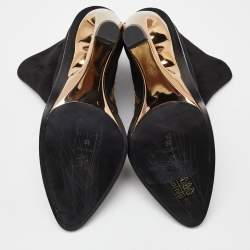 Pre Owned حذاء بوت كاحل أليكساندر ماكوين نعل روكي تفاصيل سحاب حلوزني سويدي أزرق انديغو مقاس 38.5