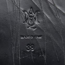 Pre Owned حذاء بوت كاحل أليكساندر ماكوين نعل روكي تفاصيل سحاب حلوزني سويدي أزرق انديغو مقاس 38.5