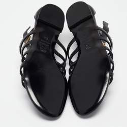 Alexander McQueen Black Leather Studded Flat Sandals Size 38